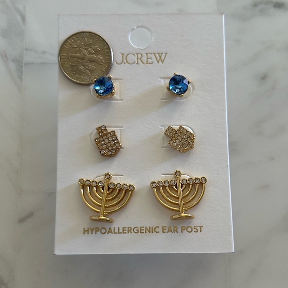 NWT J. Crew Hanukkah Stud Earrings set-of-three - Picture 6 of 16